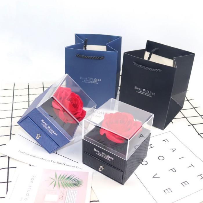 Rose Gift Box  Kotak Hadiah Diawetkan Mawar  Dengan Kalung Tangan Kalung Hadiah Set 1