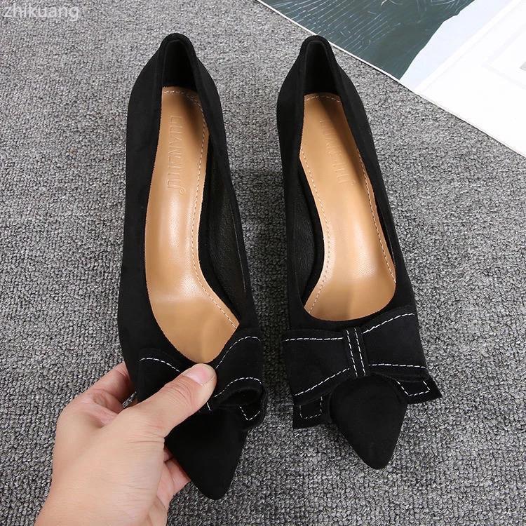 (BIGSIZE 40-45 TĂNG SIZE ) giày cao gót mũi nhọn chất nỉ đủ size 32-45 2