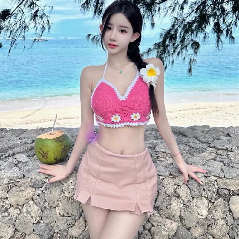Lilla bikini- Nhiều mẫu-Áo bralette len móc hoa sắc màu cá tính đi biển đi du lịch hè 2