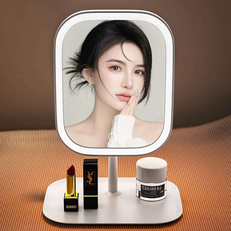 Gương Trang Điểm Để Bàn Có Đèn Led Cảm Ứng 3 Chế Độ Ánh Sáng Xoay 180 Độ Cosmetic Mỹ Phẩm 1