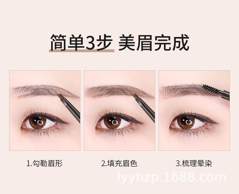 Product Introduction of Pensel Kening Berputar Automatik, Bobbi, Dua Hujung, Versi Bahasa Inggeris Merentas Sempadan, Tahan Peluh, Kalis Noda, Pensel Kening Segitiga Halus 14
