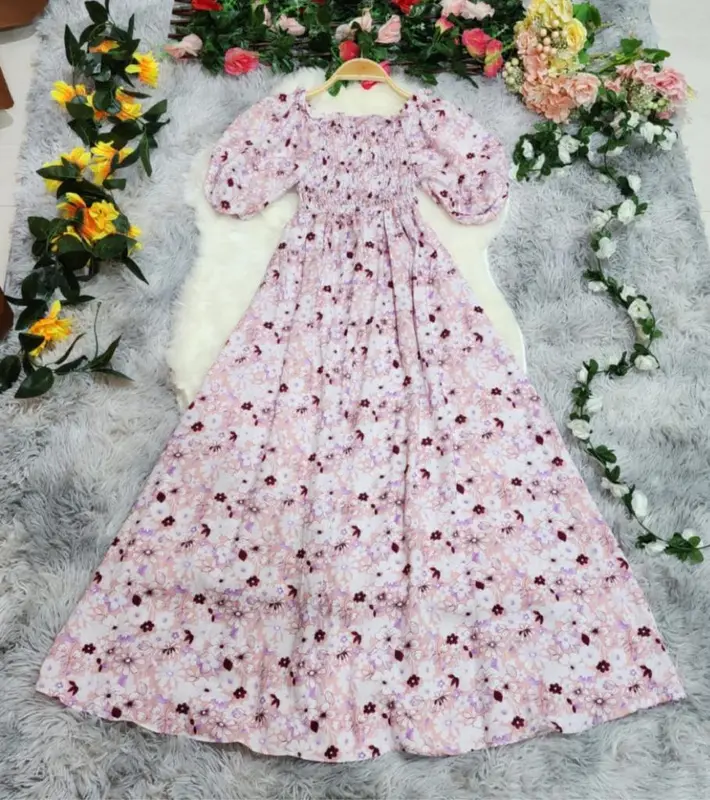 LAUSA STORE - Dress Gracia Flow Pakaian Wanita Kasual Motif Floral Cantik Gaun Sifon Gaya Korean Style Fashionable 6