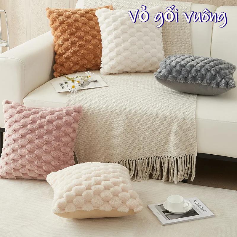 Tựa lưng ghế sofa vải Nhung Dập Nổi sang trọng, 45x45cm, Vỏ và lõi gối vuông mềm mại và mịn màng, Đồ Trang Trí ghế Sofa sang trọng
