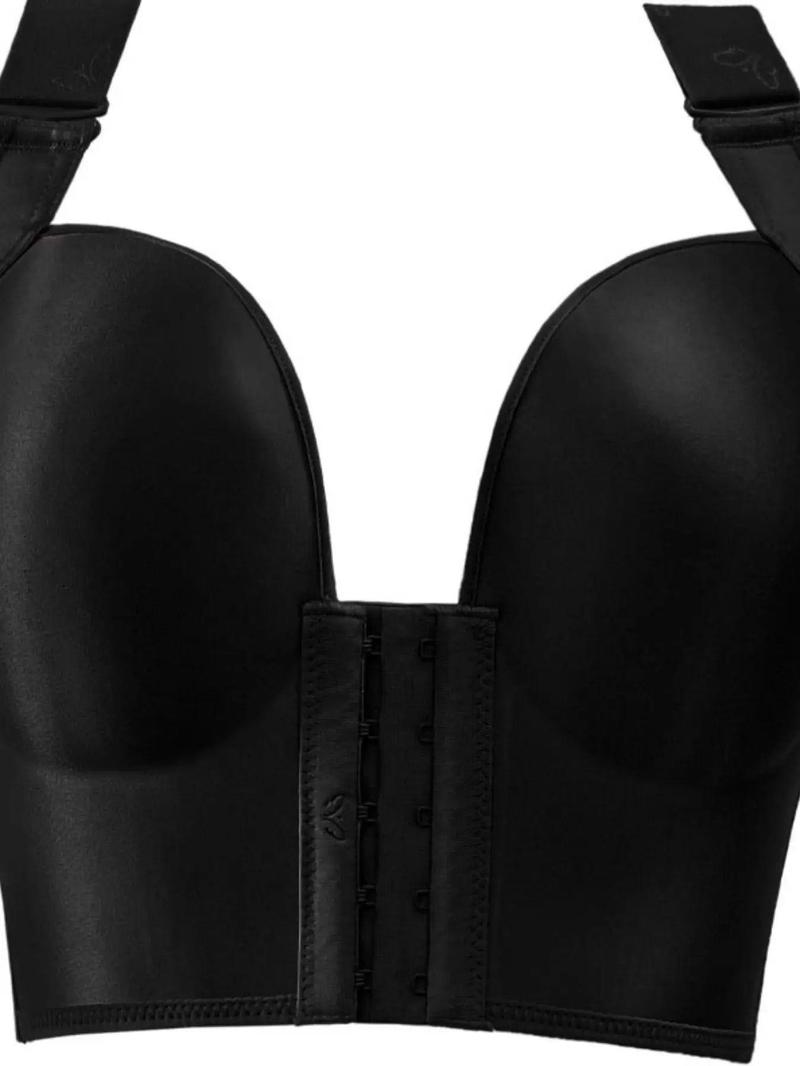 Product Introduction of Plus Size Solid Color Wireless Push Up Bra, Basic Adjustable Strap Buckle Lingerie Top, Women's Plus Lingerie for All Seasons 9