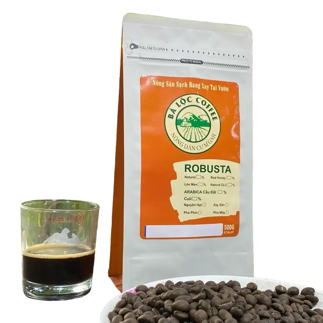 (Số 5) (Hương Vị Đặc Biệt) Cà Phê Robusta lên men yếm khí  100% rang mộc Coffee Cafe  Bá Lộc Cà Phê