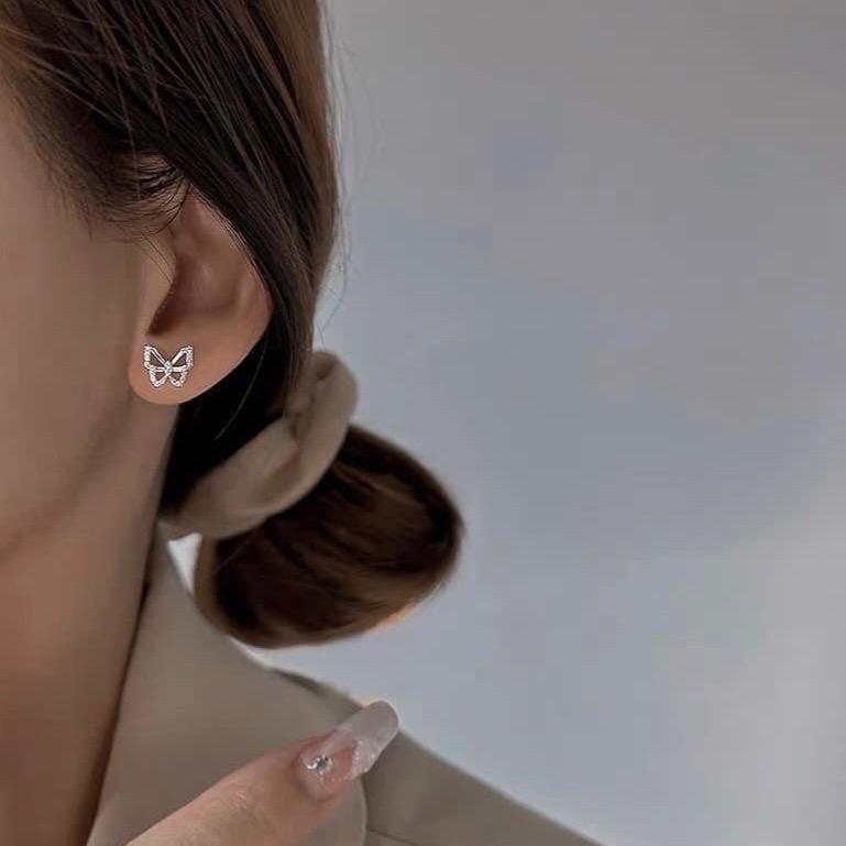 Khuyên tai bạc ta LoPa dáng hồ điệp đính đá lấp lánh nhẹ nhàng 5