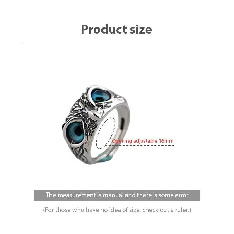 NAUSA Cincin Keren Pria Wanita Cincin Mata Burung Hantu Rings Owl Adjustable Bisa COD 5