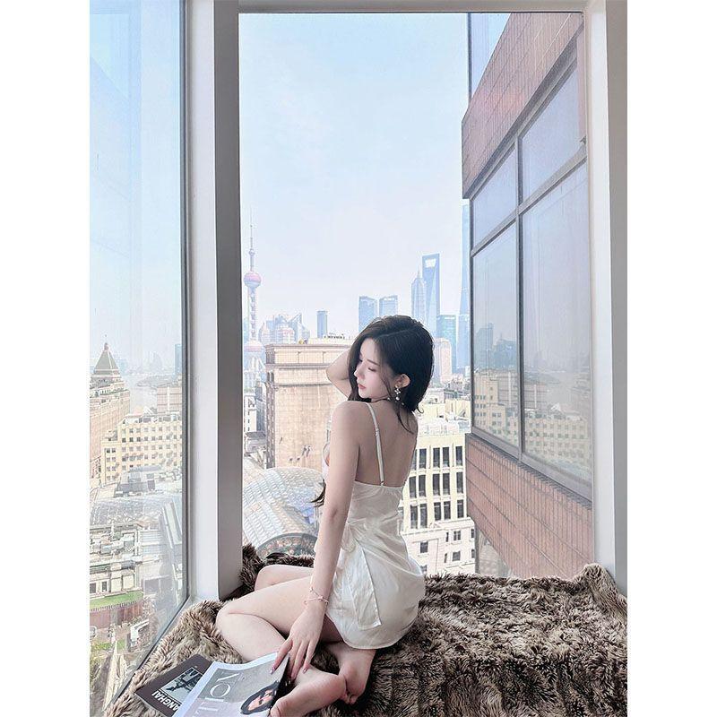 Váy Ngủ Thắt Nút, Độc Đáo, Có Thể Mặc Ngoài Trời, Bộ Đồ Ngủ Có Dây Đeo Cho Nữ, Phong Cách Gợi Cảm Và Dễ Thương, Thích Hợp Cho Mùa Thu Và Mùa Đông, Có Thể Được Mặc Trong Mùa Xuân, Mùa Hè Và Mùa Thu, Cô Gái Nóng Bỏng Có Thể Được Mặc Bên Trong Dress Umi 2