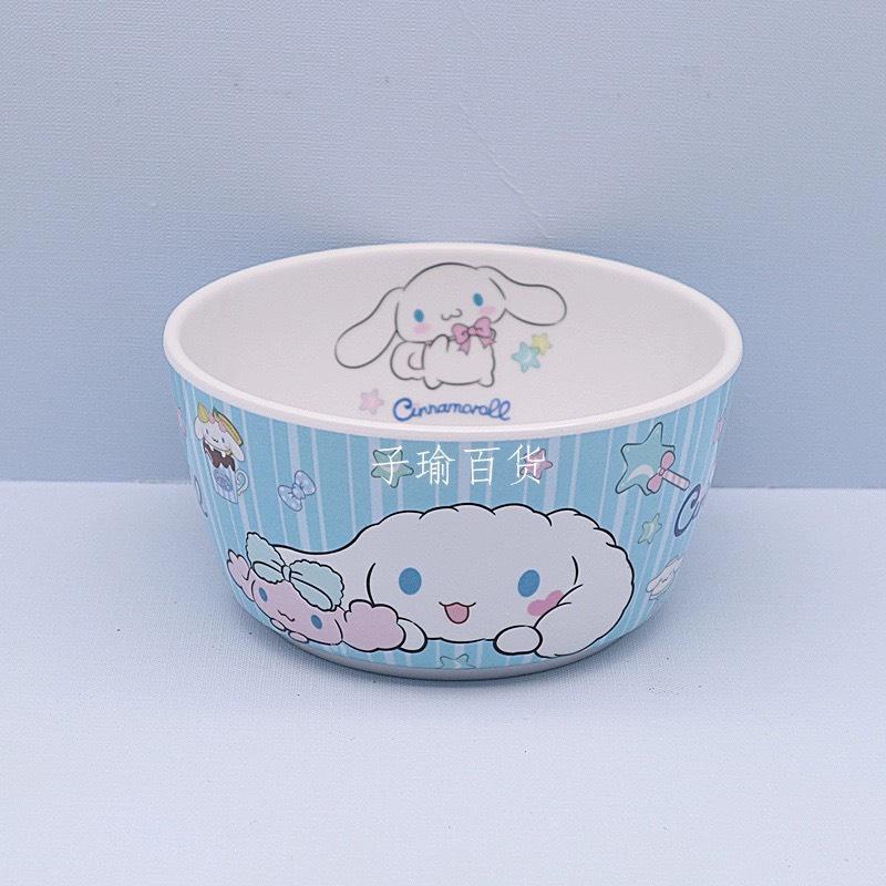 Bộ bát hoạt hình Cinnamoroll cho bé, 5 chi tiết: đĩa, bát, đũa, thìa, cốc - Chất liệu A5 Melamine - Kích thước bát 12,5x6,5cm Voi trộn thau gỗ tô  nhựa bộ  bát 1