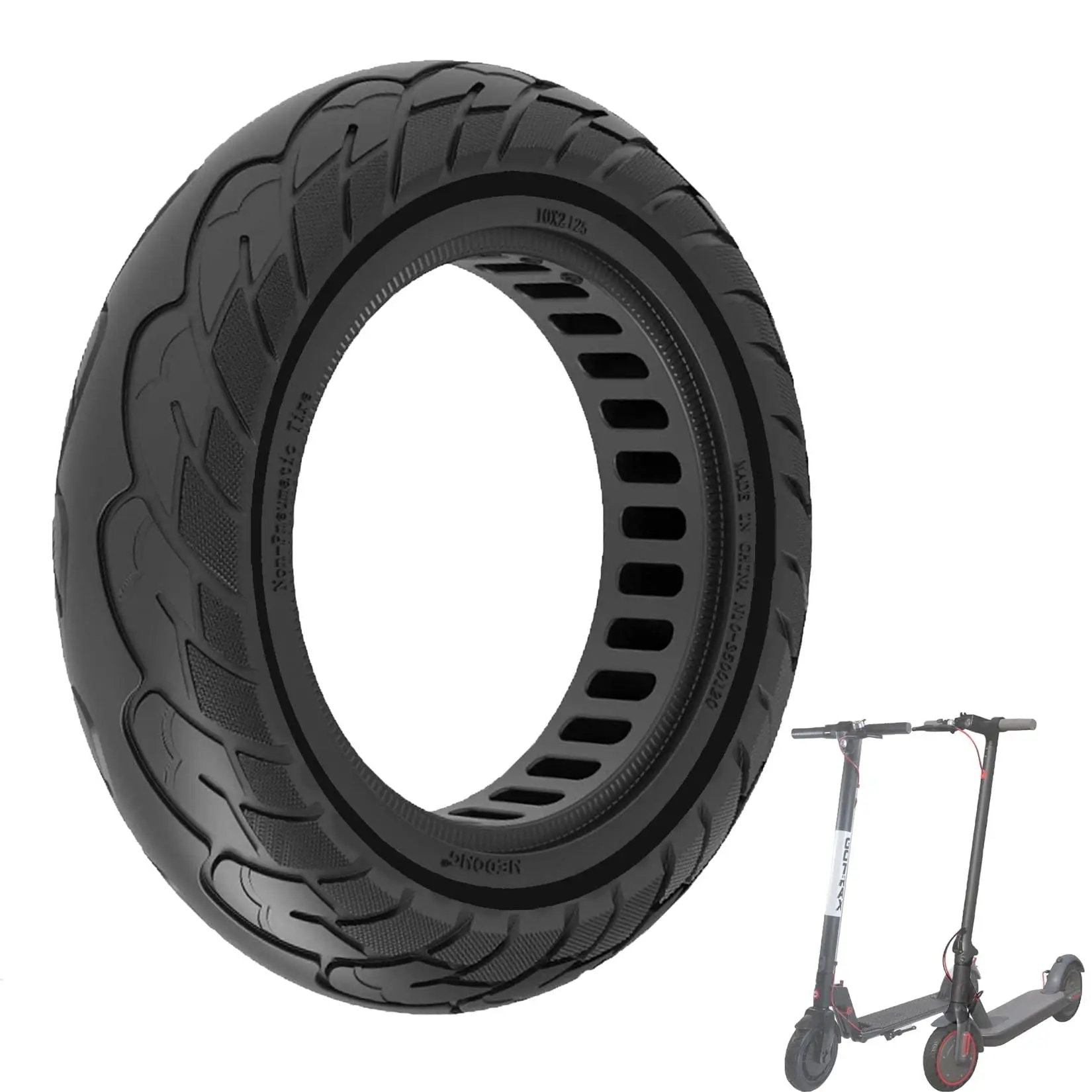 10 Inch Solid Rubber Tire, 1 Count 50/75-6.1 Tubeless Tyre Compatible with Xiaomi, Gotrax Electric Scooter, Puncture-Proof Explosion-Proof Wheel Replacement