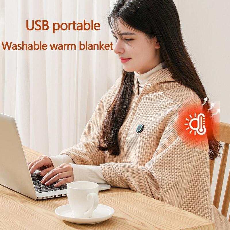 Product Introduction of Durable Wearable USB Electric Heated Blanket Washable Portable Heating Lap Blanket 3 Heating Levels Warm Shawl Household 9