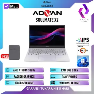 ADVAN SOULMATE X2 AMD 3020 8GB 128GB W11 14.0 IPS GARANSI RESMI - UNIT ONLY