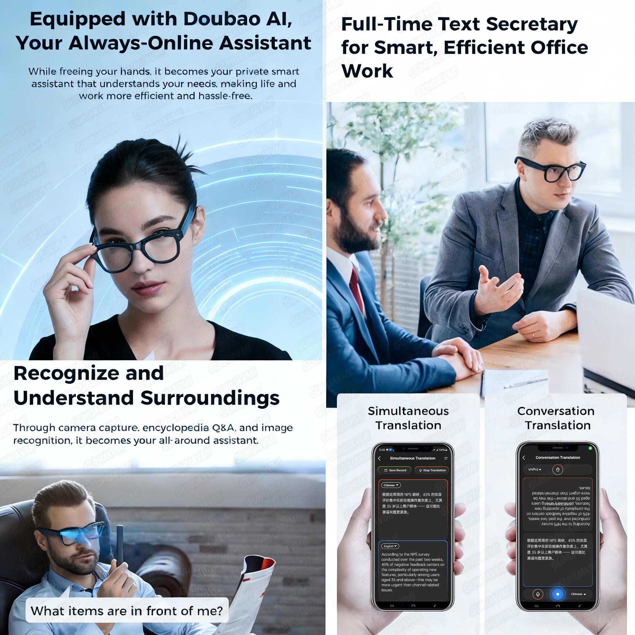 2026 New 800W Camera 3600mAh Portable Charger Smart Glasses 100+language Translation Bluetooth Call Music Player AI Chat Glasses - Image 5