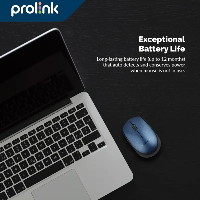 Prolink Mouse Wireless FREE Battery l 3 buttons l USB Optical 1600DPI 2