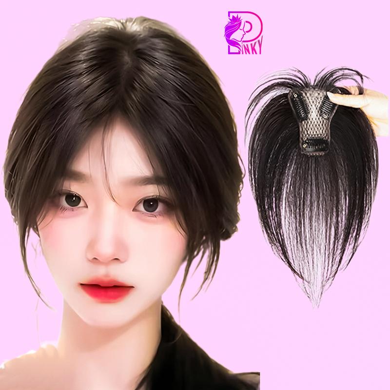 Tóc giả nữ che hói 25CM, Kẹp tóc mái che hói phủ bạċ siêu lưới 3 kẹp loại mỏng Wig