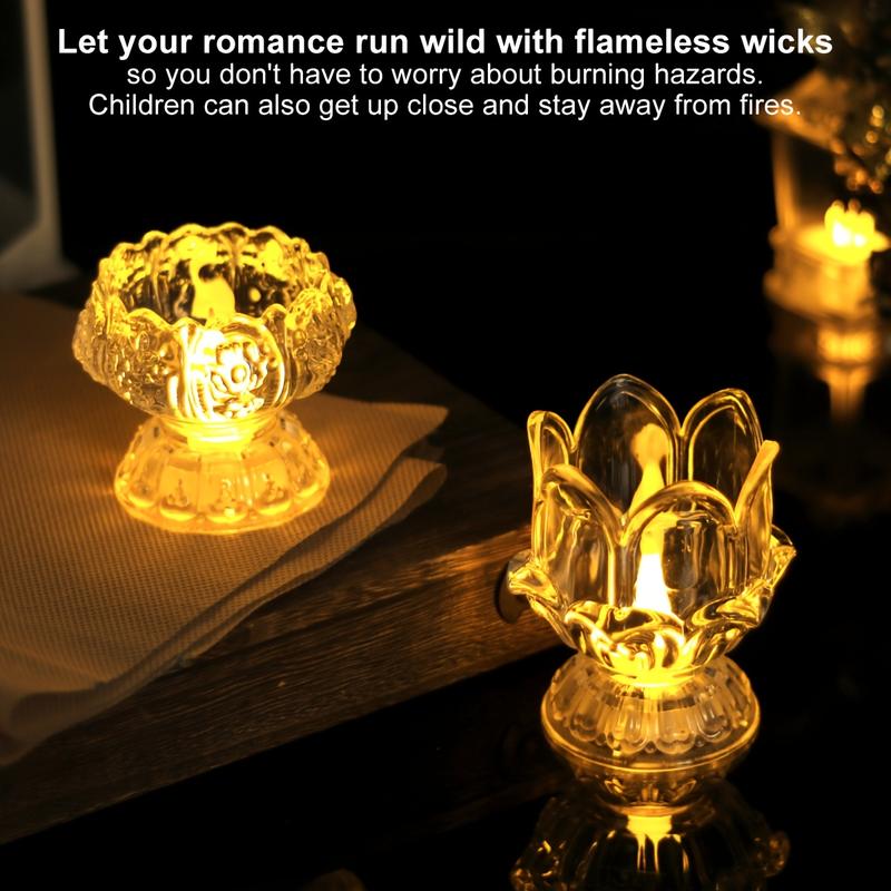 Product Introduction of Đèn Nến Hoa Sen Không Lửa, 1 Cái, Đèn Trang Trí Acrylic LED, Đi Kèm Với 3 Pin Nút, Chất Liệu Nhựa, Thích Hợp Cho Trang Trí Nội Thất Lễ Hội Hồi Giáo Lễ Ramadan Thông Dụng, Không Có Lông Vũ, Bao Gồm Pin 4