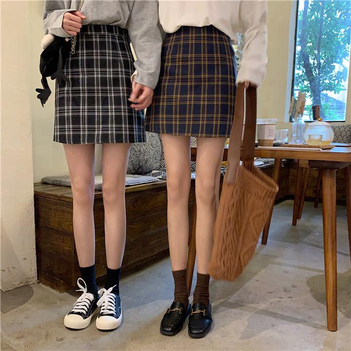 Product Introduction of Season Plaid Skirt Women's High Waist Trendy Women's Students' Skirt Package Hip Skirt 2