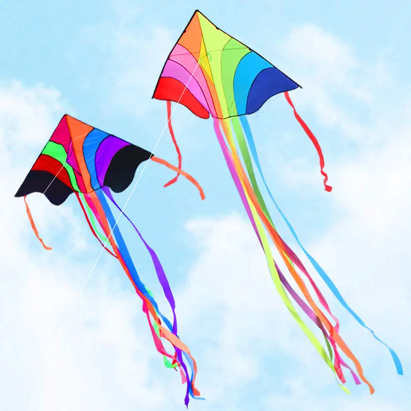 New YongJian Kite Flying Rainbow Delta Kite for Kids & Adults, with 328 ft Kite String，Extremely Easy to Fly Kite delta kite flying