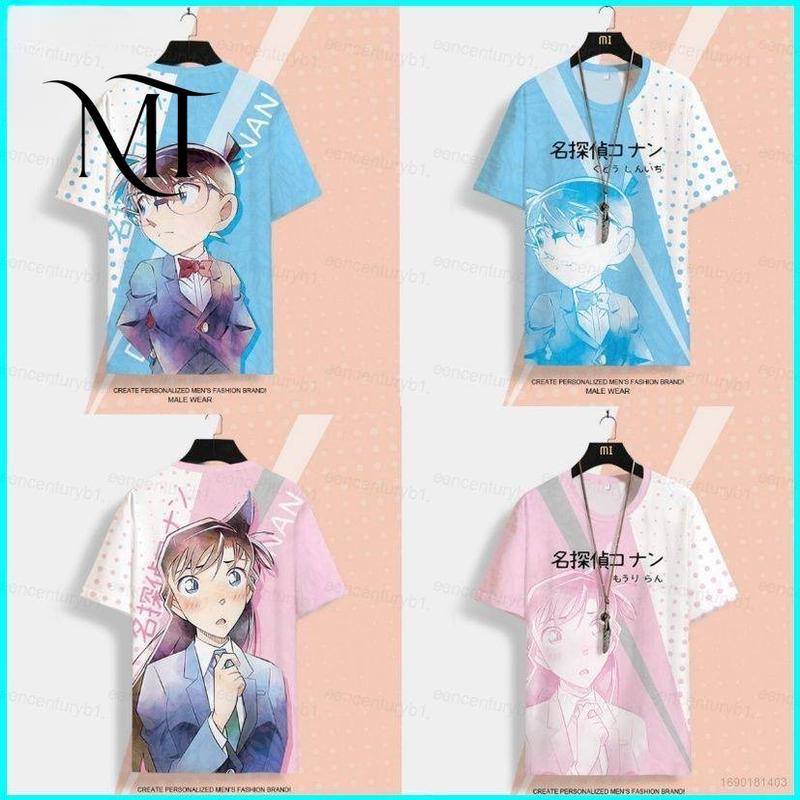 Bộ Anime Conan Thám Tử Nổi Tiếng MT, Áo Thun Nam Nữ, ngắn Tay, Conan Morley 3D, Năm 2024 Menswear Kem 0