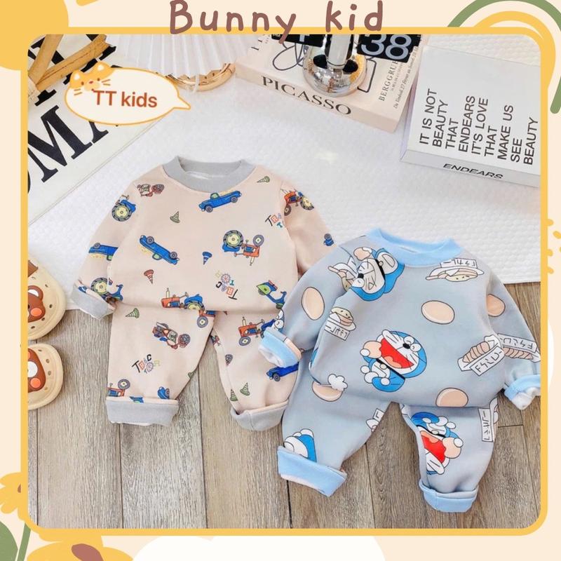  Combo 5 Bộ nỉ bông ấm áp dày dặn hoa tiết ngẫu nhiên dành cho bé trai và bé gái từ 5-16kg - Len 