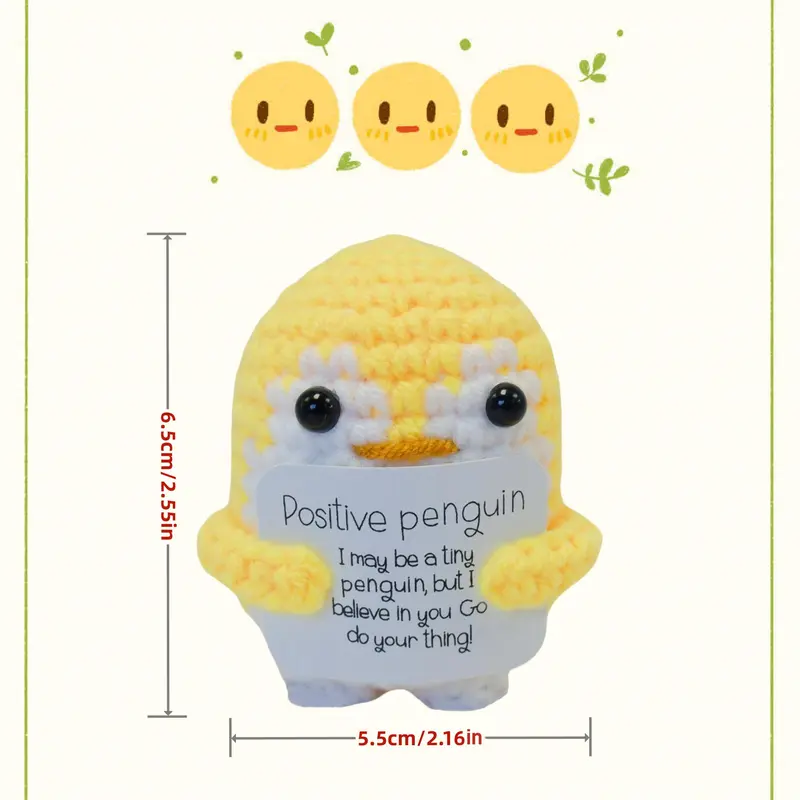 Cute Penguin Design Crochet Ornament, Knitted Penguin Toy with Emotional Support Card, Creative Cute Crochet Ornament for Car Decoration, Bag Pendant, Gift for Her, Girl's Gift, Gift for Mom, Mother's Day Gift, Stuffed Animal, Kids Toys 7
