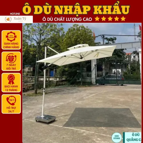 Ô Dù Lệch Tâm Vuông 2,5Mx2,5M HÀNG NHẬP KHẨU CAO CẤP.nâng lên hạ xuống, chỉnh góc nghiêng, xoay 360 độ.Che Nghiêng Các Hướng Che Mưa Nắng Cao Cấp Đa Năng Tiện Lợi