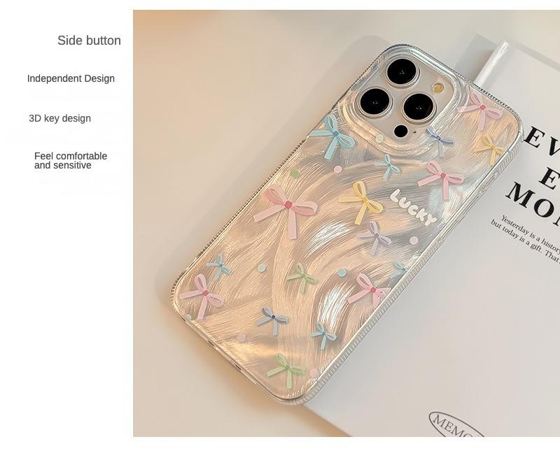 Product Introduction of Dopamine Color Bow for Apple 15 Feather Yarn Iphone13 Phone Case 12 Phone Case 16promax Protector Smartphone Protector Smartphone Cover Protective Shockproof Casing Cellphone 2