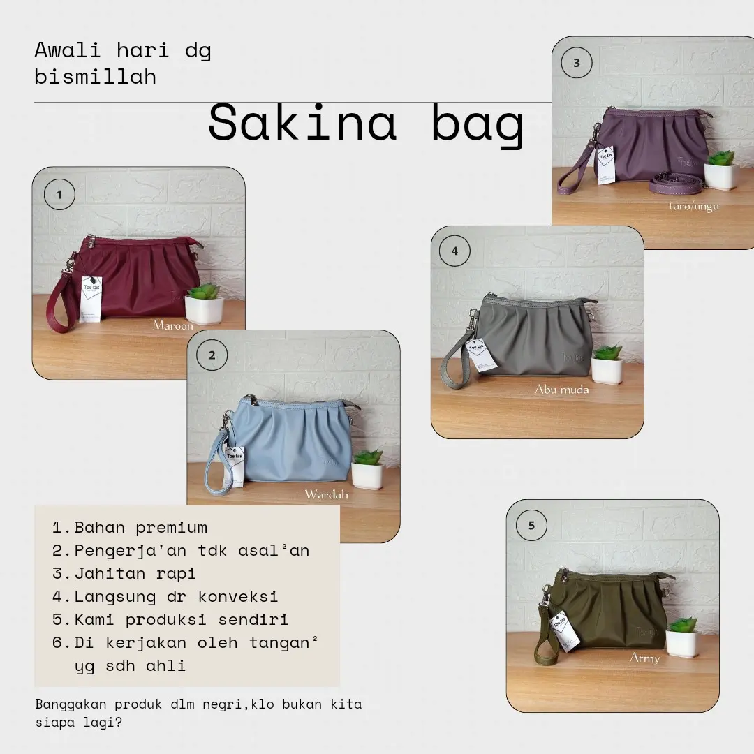Sakina Bag by Toetas Tas Wanita selempang Murah Polos Hitam Cokelat Kulit PU