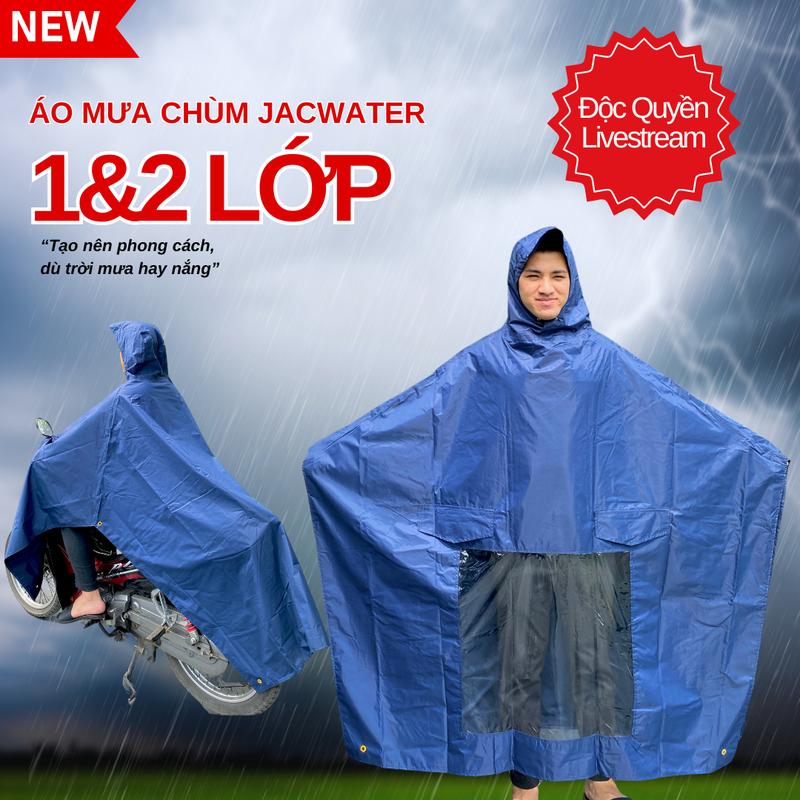 [FS] Áo mưa choàng Jacwater big size rộng rãi che kín chân chống thấm nước 10.000mm