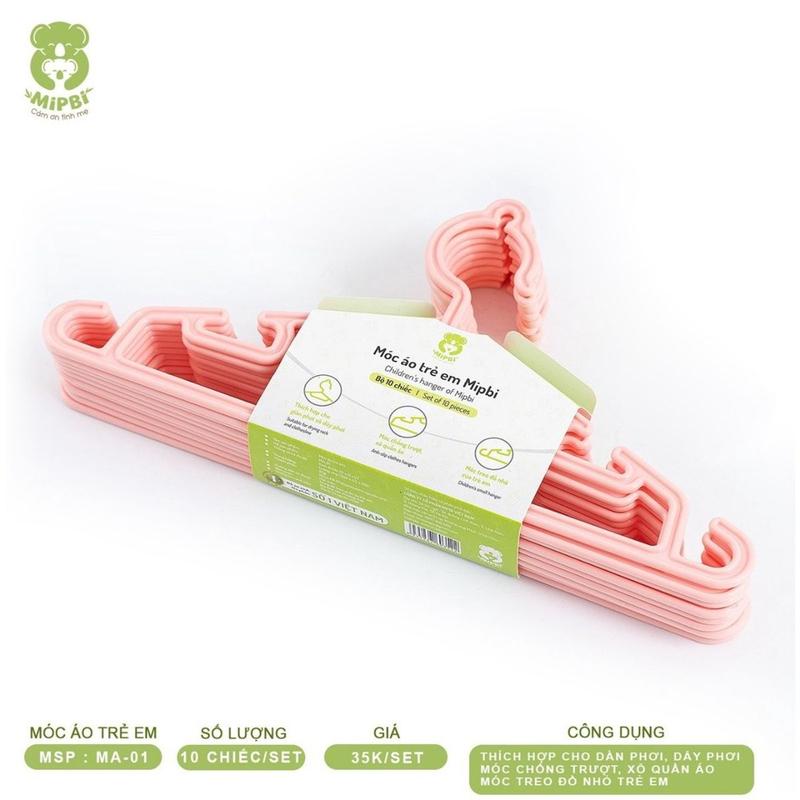 Set 10 Móc quần áo trẻ em , móc nhựa treo đồ em bé Mipbi cao cấp 5