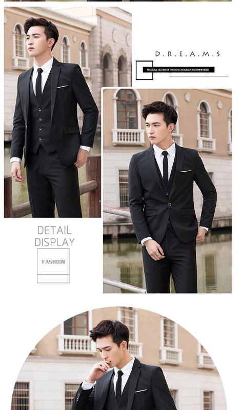 Product Introduction of RUNNINGBEAR Local Delivery Men Blazer Set 3 piece Suit Tuxedo Formal Business Wedding Blazzer Korean Office Outerwear Coat Slack Pants Jacket baju kot lelaki 30