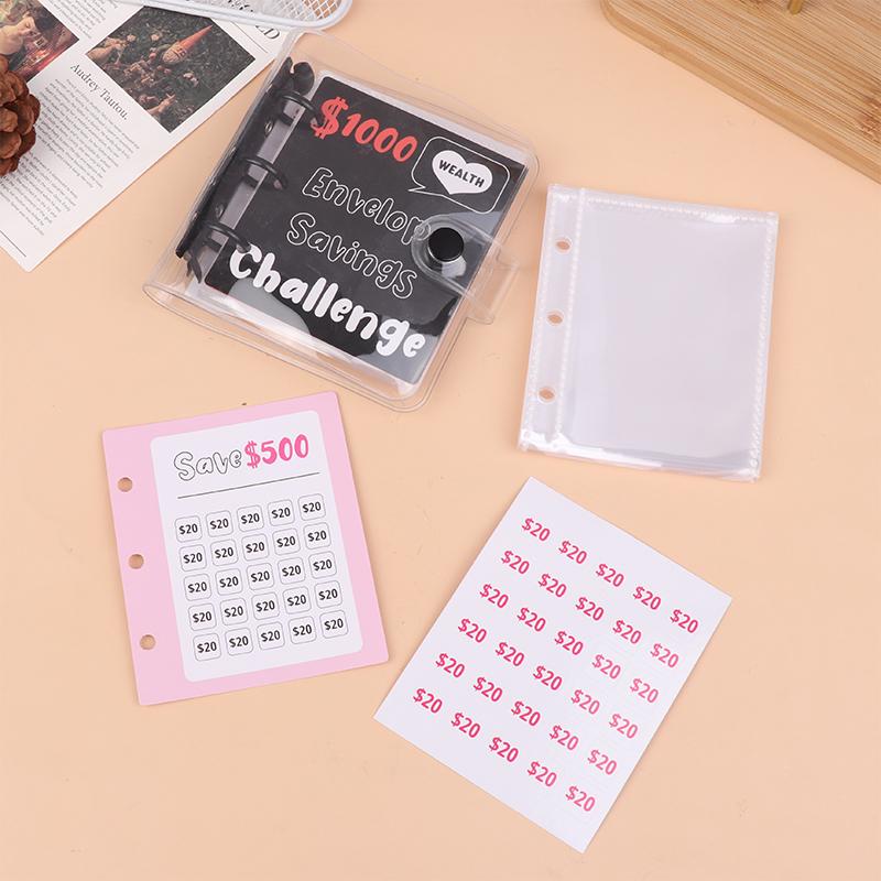 Product Introduction of Simple Mini Binder Money $150/300/500/1000 Savings Challenge Binder Cash Budget Storage Book Budget Binder With Cash Envelopes 19