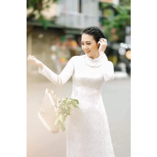 Sale_áo dài gấm trắng_có bigsize