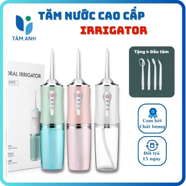 Máy Tăm Nước Oral Irrigator Cầm Tay cao cấp Làm Sạch Sâu-Tăm nước vệ sinh răng miệng Sạc USB 4 Đầu Phun Chuyên Dụng may điện omron x