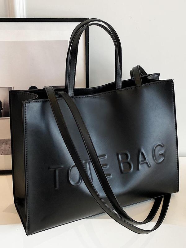 Women's Solid Color Tote Bag, Fashionable Large Capacity Shoulder Bag for Work & Daily Used, Casual Trendy Versatile High-quality Daily Commuting Bag 0