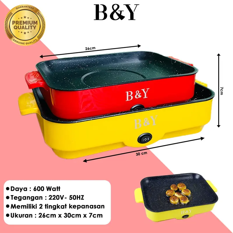 Panci Panggangan Multifungsi / BBQ Grill Electric / Anti lengket Ukuran 26cm dan 30cm 8