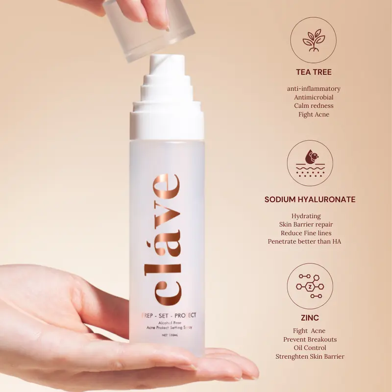 CLAVE 3in1 Acne Protect Setting Spray Alcohol Free Acne Prone Skin Friendly [ BPOM ] 1
