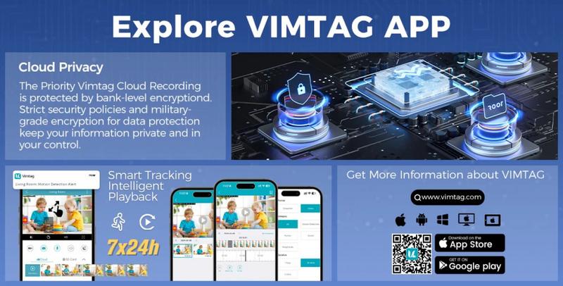 Product Introduction of VIMTAG Mini Camera WIFI 4MP 2-Way Audio Color Night Vision 8X Zoom Auto Alarm Waterproof Outdoor Security Camera IP Surveillance 29