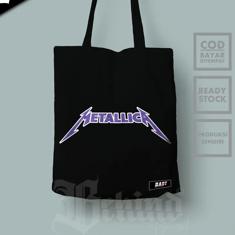 TOTEBAG MUSIK METALICA SEMI KANVAS D500 TOTEBAG PRIA TOTEBAG WANITA Hitam 0
