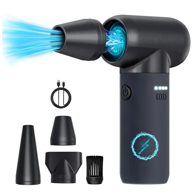 USB Rechargeable Electric Air Duster, 3-speed Wind Speed Up To 180000RPM Electric Air Blower, Adjustable Cordless Blower for Home & Car 0