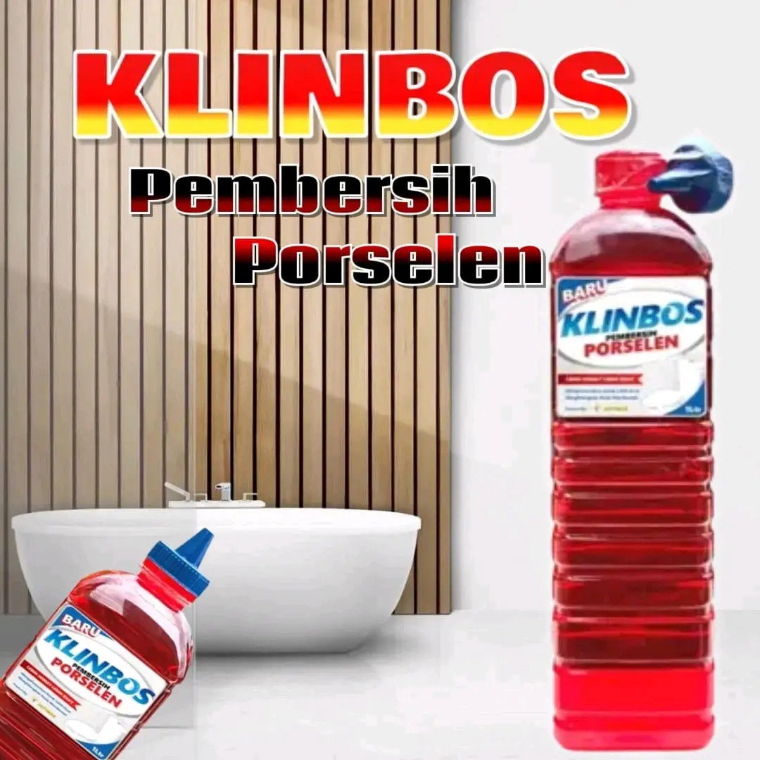 KLINBOS Pembersih kamar mandi 1 LITER  5X Lebih Kuat dan hemat,pembersih kerak kamar mandi, cairan pembersih kerak kamar mandi,pembersih kerak lantai keramik,pembersih kerak urinoir,pembersih wc,pembersih toilet Cair  Sarung Merah Jamur Stainless