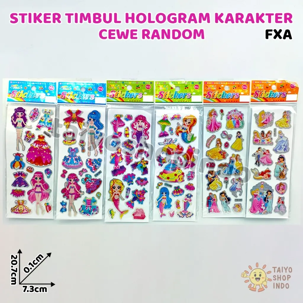TAIYO Stiker 3D Timbul Panjang Karakter Random Sticker Motif Kartun ...