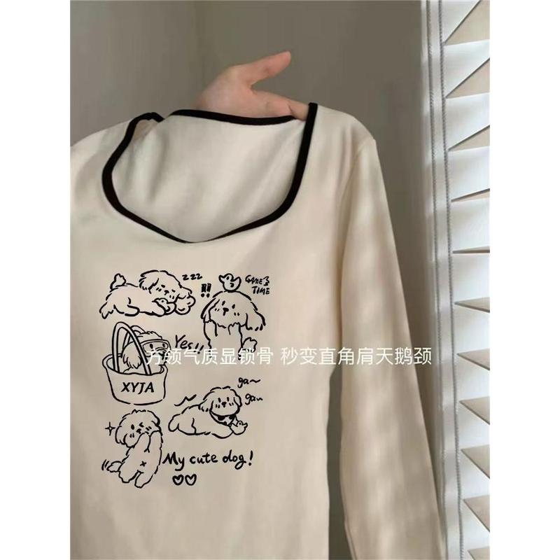 Áo Dài Tay, Giữ Ấm Mùa Thu Và Mùa Đông, Chải, Cổ Vuông, Dành Cho Bé Gái Nóng Bỏng, Dày Dặn, Chất Liệu Dralon, Hàng Mới Về, 2024 4