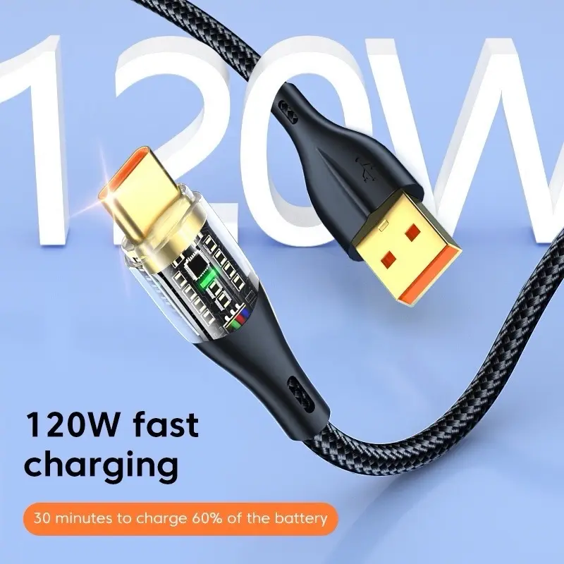 Dây Cáp Sạc Nhanh trong suốt Có Đèn led . Usb to type C sạc nhanh tốc độ cao cho Ss, opp, xiao …vv Sạc Điện Thoại Phụ Kiện