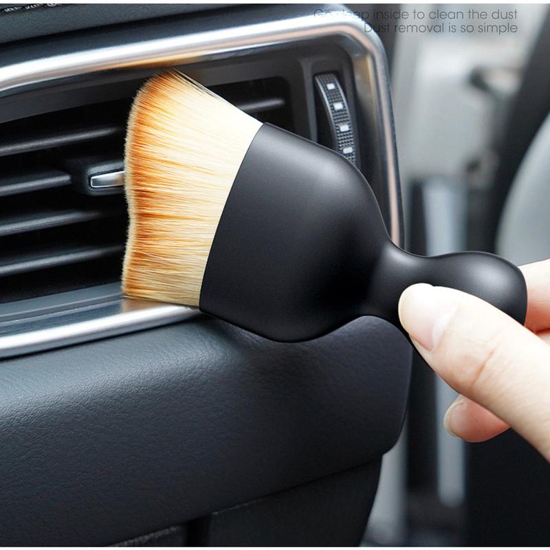 Chổi quét mini đầu cong sợi lông mềm dùng vệ sinh bụi bẩn nội thất ô tô, bảng điều khiển, cửa thoát khí, có nắp bảo vệ 4