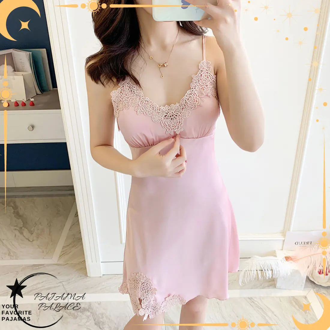[PAJAMA] Set Baju Tidur Piyama Wanita Lingerie Renda Panjang Satin Silk 1053 Kimono Pendek