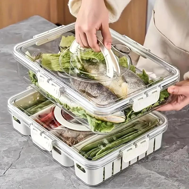 Clear Food Storage Box, 1 Count Modern Durable Food Storage Container with Lid, Food Storage Organizer for Home Kitchen 3