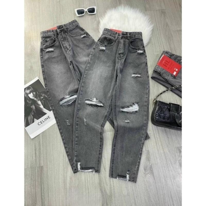 Quần Jean Baggy Rách Nhiều Thời Trang Cá Tính Cạp Cao.Phong Cách Trẻ Trung Hiện Đại.Phối Chất Vải Bò Dày Mềm Không Co Giãn 3