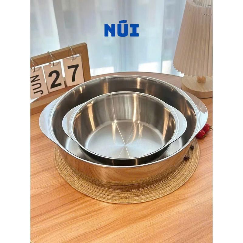 Khay Tròn Tai Gấu Inox 18/10 Chockmen size 16, 20, 24, 28cm Nấu Được Trên Bếp Từ Như Chảo