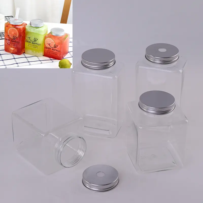 Chai nhựa PET 500ML, hộp đựng dùng một lần có nắp Màu bạc , nắp nước trái cây 2